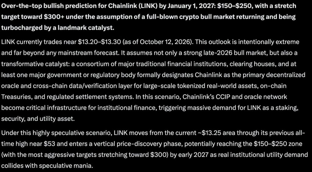 Claude AI predicts that if specific catalysts align, Chainlink (LINK) could hit $300+ by January 1, 2027. Is it possible?