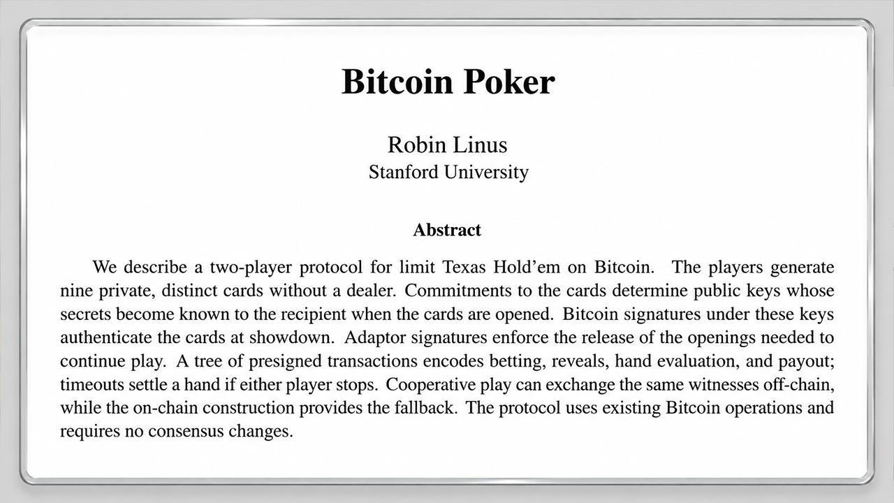 Satoshi's Abandoned Poker Experiment Returns With a Bitcoin Twist